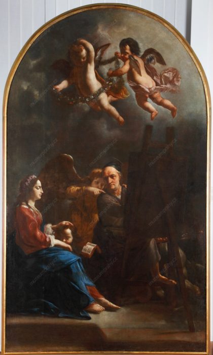 Karel Škréta: Sv. Lukáš maluje Pannu Marii s Ježíškem, olej na plátně, 1661, MMP HD 15