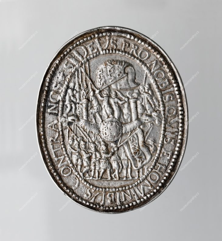 Oválná medaile Konfederace českých stavů, 1619–1620, Norimberk, Christian Maler, stříbro, MMP H 16.210