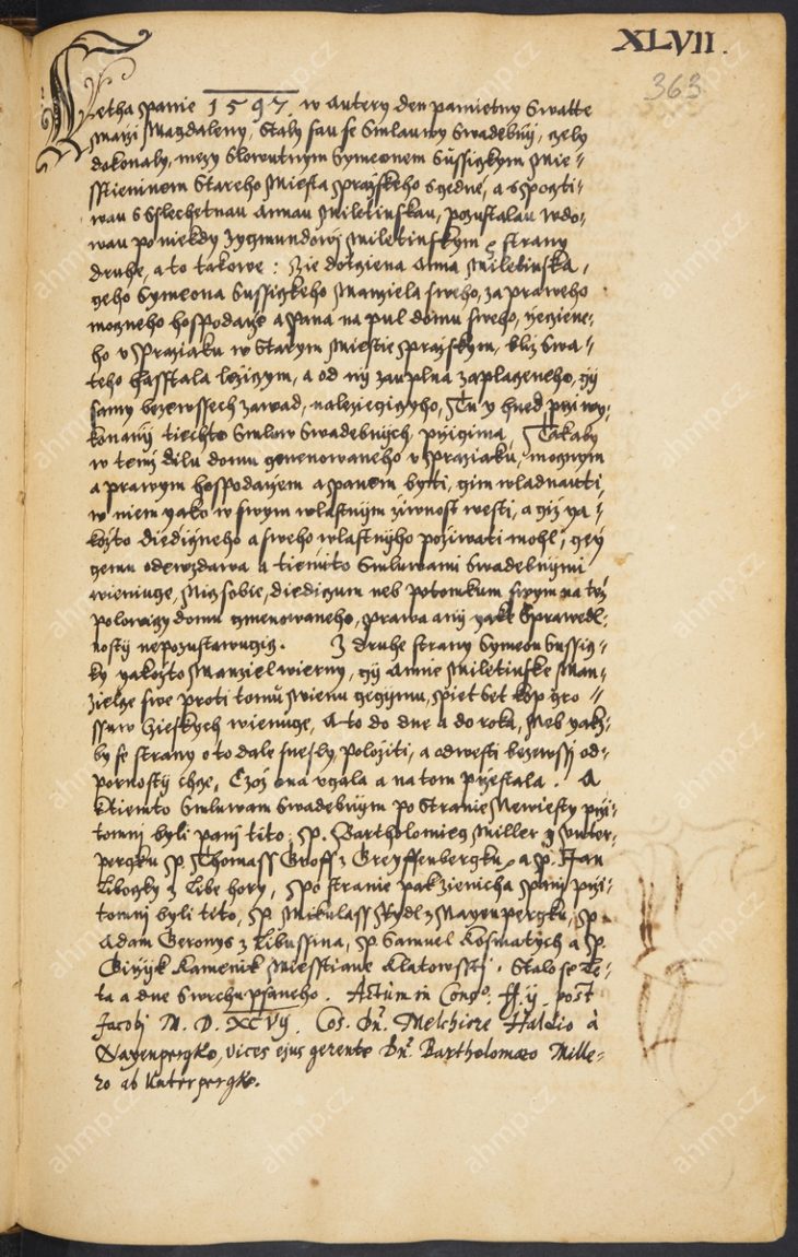 Svatební smlouva Šimona Sušického s Annou, vdovou po Zikmundovi Miletínském, 22. 7. 1597