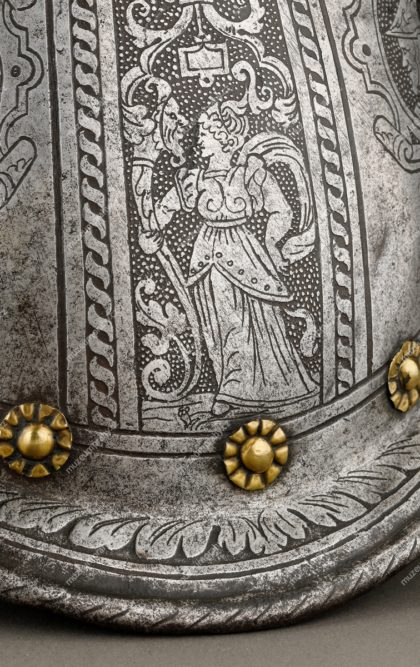 Pěší přilba tzv. morion-cabasset, šišák, plech, konec 16. století, MMP H 12.818