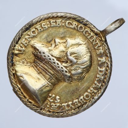 Medaile na počest pražského měšťana Václava Krocína z Drahobejle, medailér: Jiřík Starší z Řásné, zlacené stříbro, asi 1587, MMP H 16.711